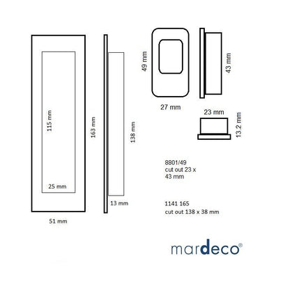 1141/SET - B Mardeco Flush Pull Set - Mardeco - Architectural Hardware Redefined