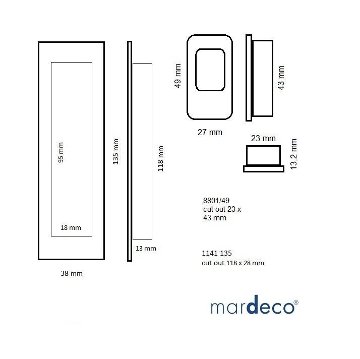 1141/SET - B Mardeco Flush Pull Set - Mardeco - Architectural Hardware Redefined