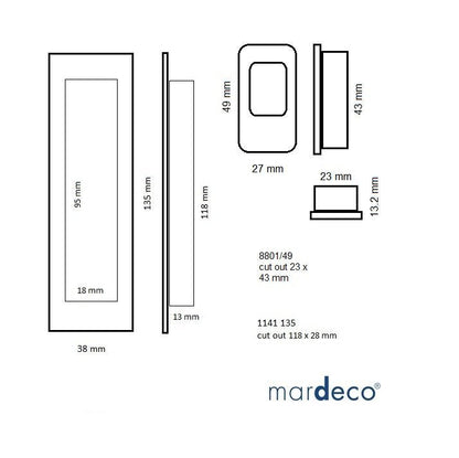 1141/SET - B Mardeco Flush Pull Set - Mardeco - Architectural Hardware Redefined
