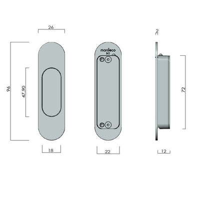 Mardeco M - Series 9001/96 Oval End Pull - Mardeco - Architectural Hardware Redefined