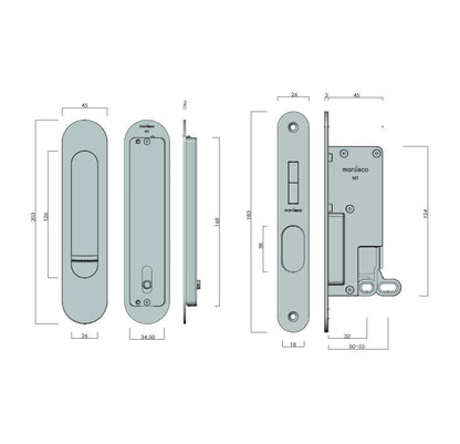 Mardeco Oval M - Series 9004/Set Flush Pull Privacy Set - Mardeco - Architectural Hardware Redefined