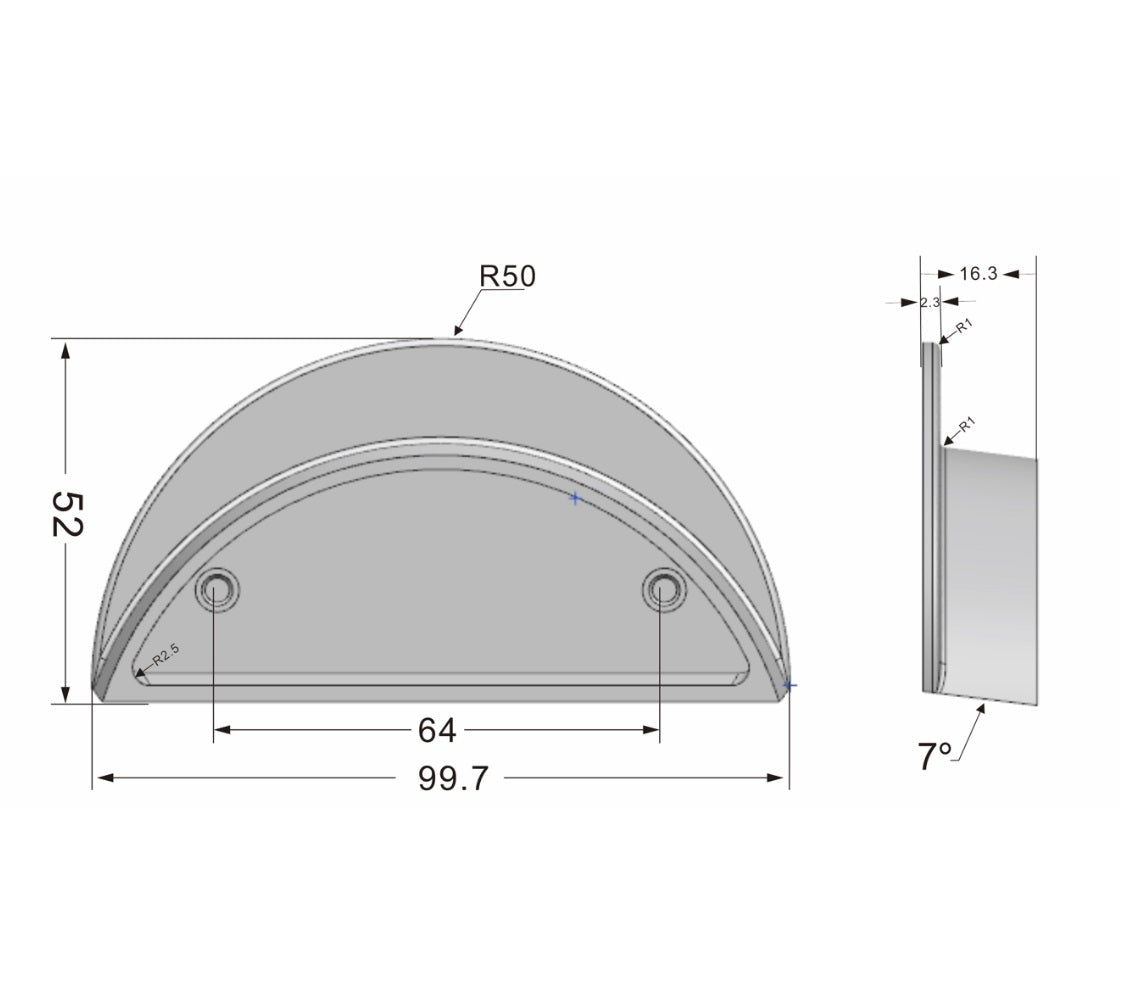 Ronda 4042 Mardeco Half Round Kitchen Handle - Mardeco - Architectural Hardware Redefined